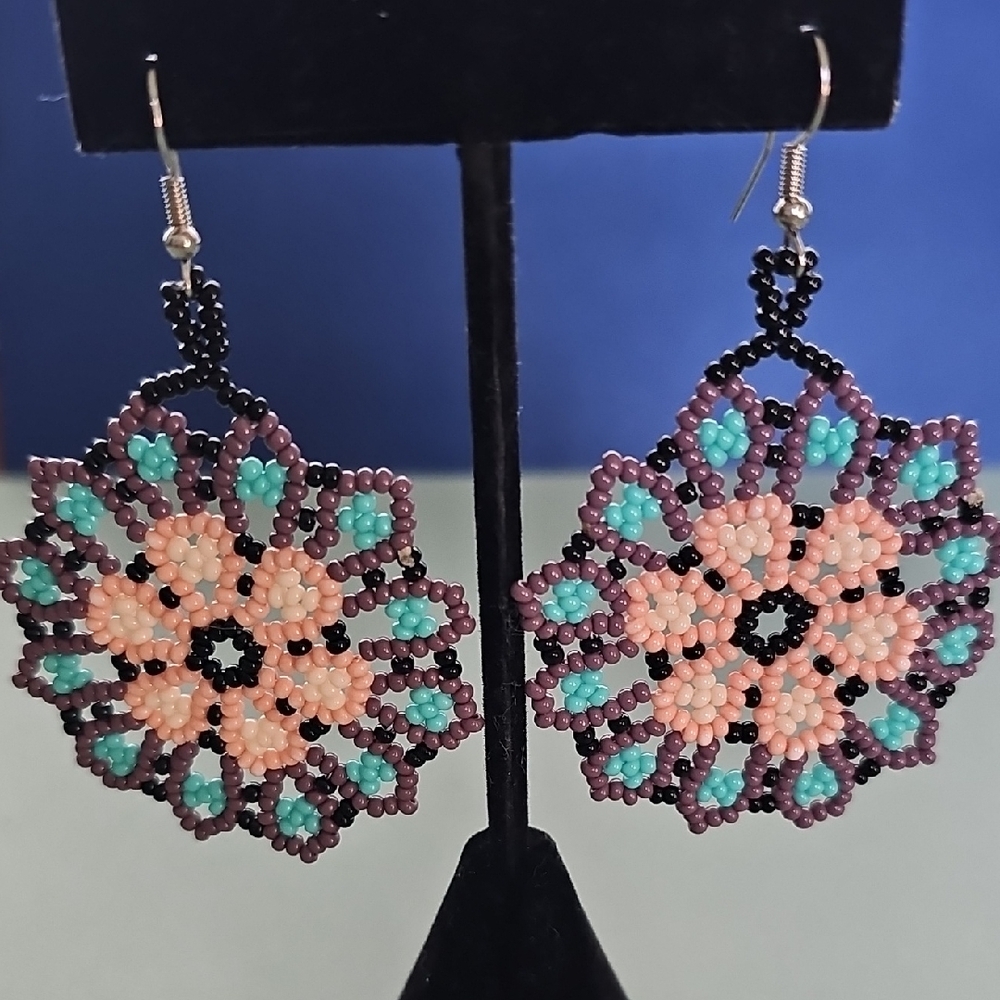 Elegant Beaded Floral Earrings
